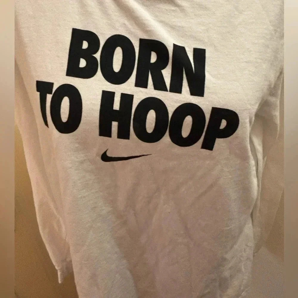 Nike Standard Fit White Born To Hoop Longsleeve Tee Large - Picture 3 of 7